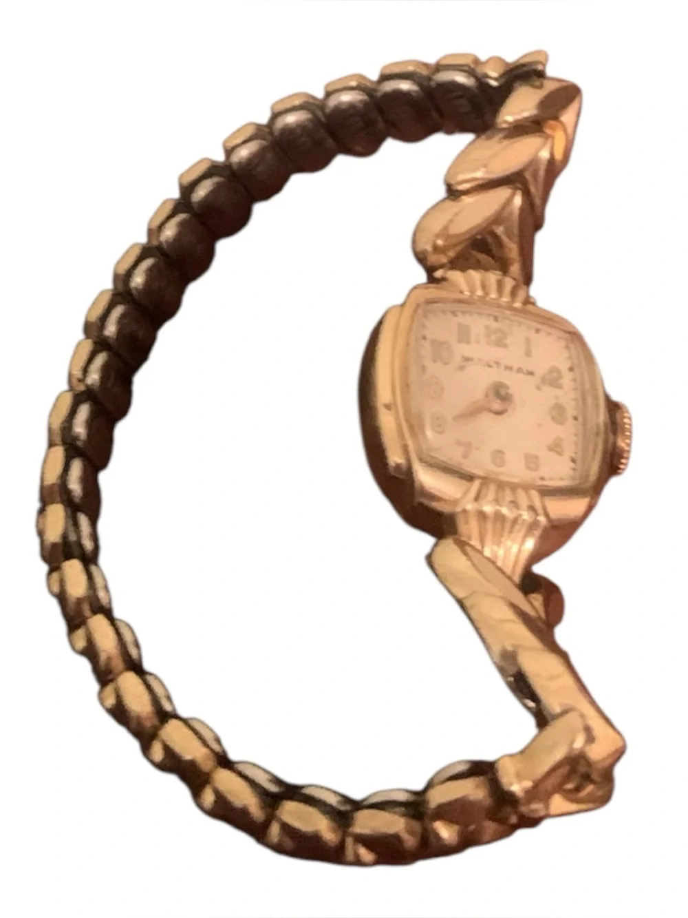 Vintage 10k Gold-filled Women's Gold-Tone Stretch Bracelet Watch